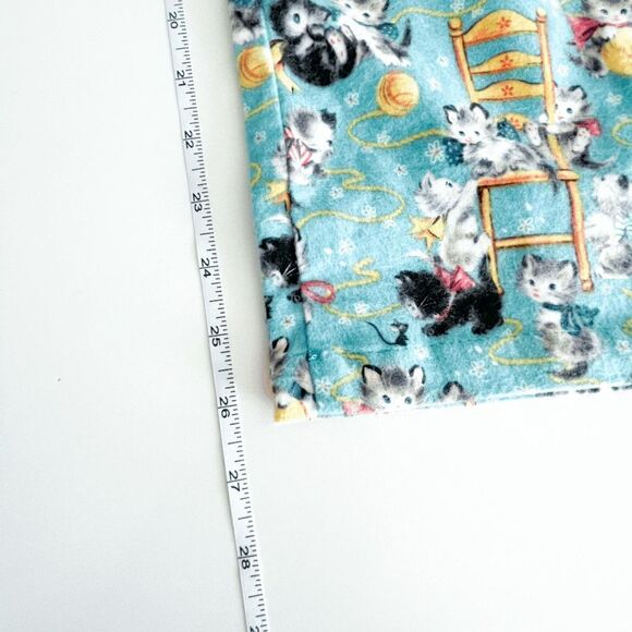 PJ Zzzz Womens Lounge Pajama Pants Flannel Drawstring Cats Kitten Blue XS - Picture 7 of 9